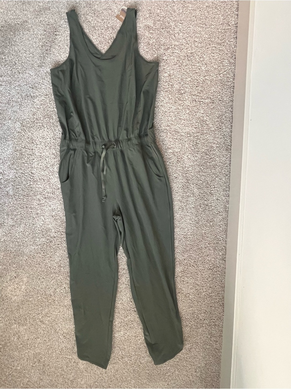 Patagonia Olive Green Drawstring Waist Jumpsuit